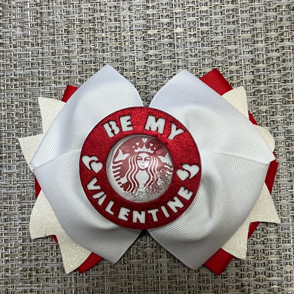 Starbucks Red and White Valentine's Bow #P024